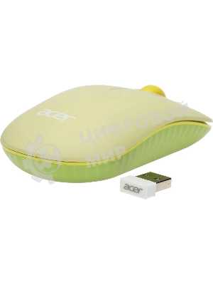 Мышь беспроводная Acer OMR205 зеленый/желтый, 1200 dpi, радиоканал, USB, кнопки - 3