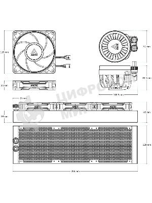 Жидкостная система охлаждения Arctic Cooling Liquid Freezer III Pro 360 ARGB Multi Compatible ACFRE00184A черный 120мм алюминий+медь 3000rpm 4-pin