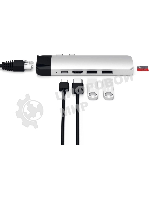 USB-концентратор Satechi ST-TCPHES, USB Type-C, USB 3.0/RJ-45/USB Type-C/HDMI/microSD, USB