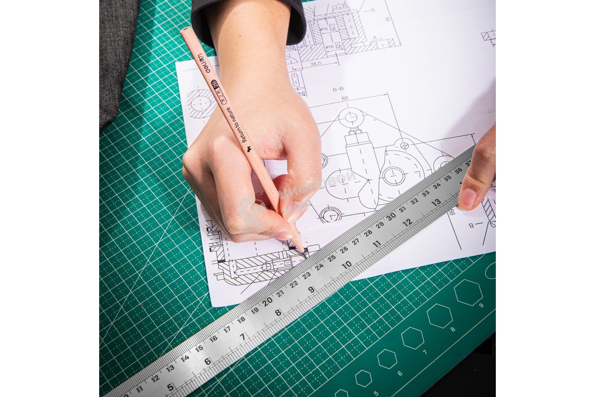 Линейка стальная Deli DL8050Y 500мм нержавеющая сталь