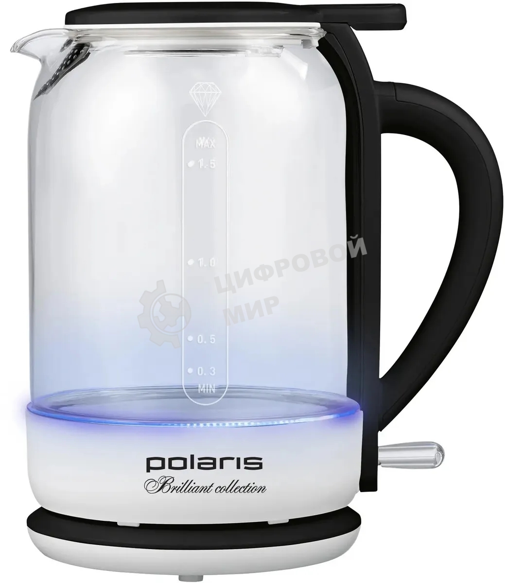 Чайник электрический Polaris PWK 1753CGL 1.7 л, 1950 Вт, белый/черный (корпус: пластик/стекло)