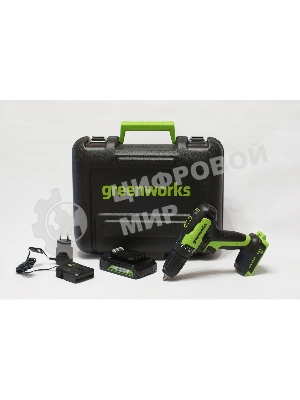 Дрель-шуруповерт GREENWORKS 3704007UA, 24 В, 0 Ач, 90 Нм, бесщеточный