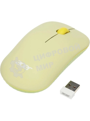Мышь беспроводная Acer OMR205 зеленый/желтый, 1200 dpi, радиоканал, USB, кнопки - 3