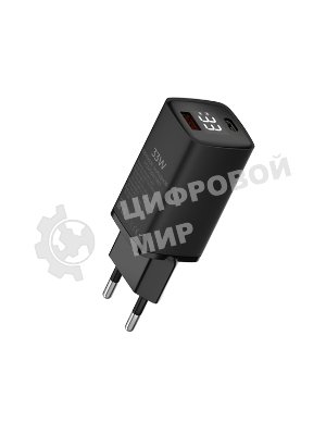 Сетевое зарядное устройство Maxvi A402PD LED 33W, 1xUSB-A, 1xUSB-C, черный