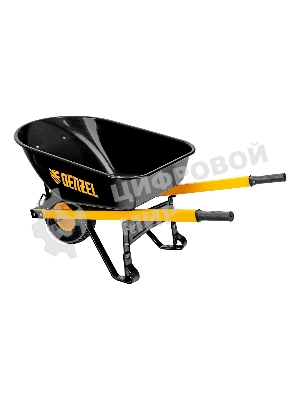 Тачка строительная Denzel усиленная, объем 140 л, 230 кг, колесо 15х6.00-6