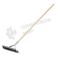 Грабли Palisad BASE двусторонние аэраторные, стальные, зубъя 11/21шт, 340 мм, деревянный черенок