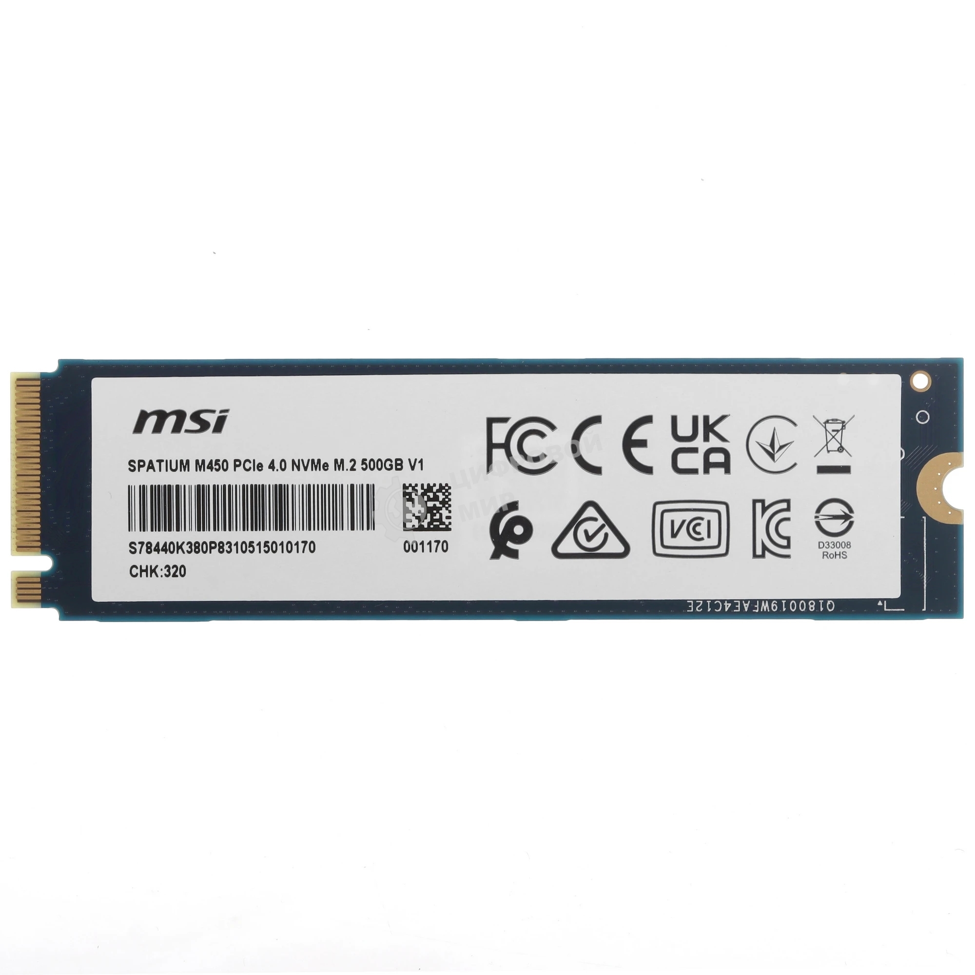 Накопитель SSD MSI PCIE 4.0 NVME M.2 500Gb SPATIUM M450 500Gb V1