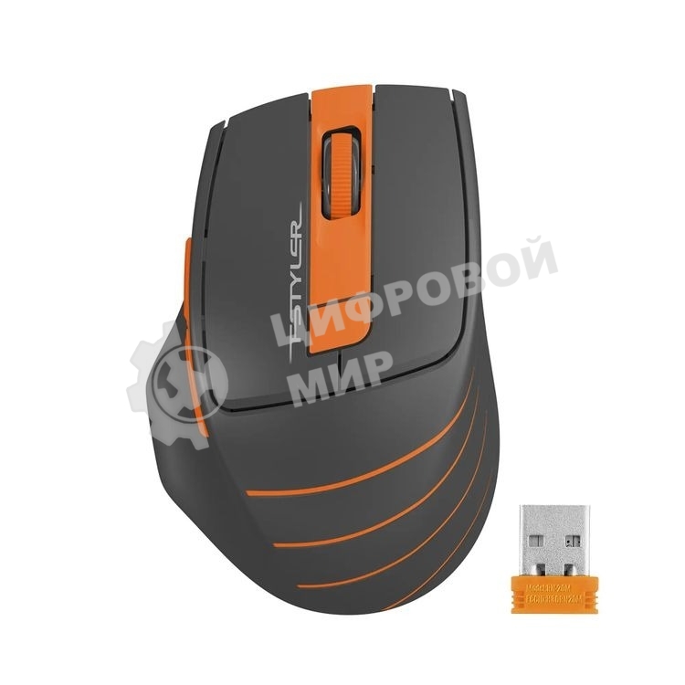 Мышь беспроводная A4Tech Fstyler FG30 серый/оранжевый, 2000 dpi, радиоканал, USB, кнопки - 5