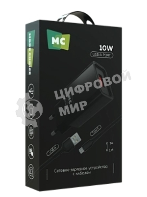Сетевое зарядное устройство MORE CHOICE (4620202555724) NC07a СЗУ 1USB 2.0A для Type-C, черный