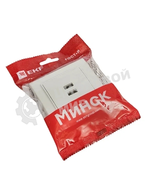 Розетка EKF ERR-2USB-100 Минск USB 2-местная СП 2,1А белая