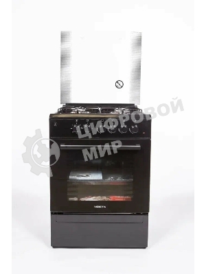 Плита комбинированная VESTA Valencia VGE 50 10-E черный, конфорок 4 газовых, духовка 52 л, 50 см x 85 см x 57 см