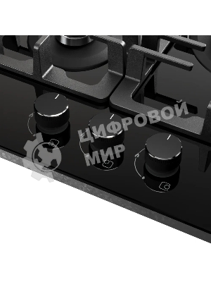 Варочная поверхность Kuppersberg FG 41 B, газ, High-Tech, 45 см, автоматический электроподжиг, газ-контроль, форсунки под сжиженый газ, SABAF конфорки, WOK конфорка, чугунные решетки, цвет черный, цвет фурнитуры черный