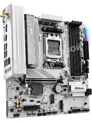 Материнская плата ASRock B850M Pro RS WiFi White, AM5, AMD B850, 4xDDR5, 4xSATA, 3xM.2, 1xPCIe 5.0 x16, 1xPCIe 4.0 x4, 1xHDMI, 1xDP, 1x2.5Gb LAN, Wi-Fi 6E, Bluetooth 5.3, 1xUSB-C 10Gbps, 1xUSB-A 10Gbps, 2xUSB-A 5Gbps, 4xUSB-A 2.0, 3x3.5 мм, 7.1, mATX