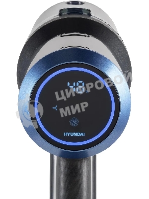 Пылесос вертикальный Hyundai HYV-S7970 серый/синий, питание от аккумулятора, 210 Вт, уборка сухая, пылесборник 0.47 л