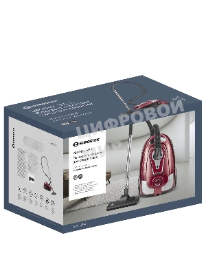 Пылесос Eurostek EVC-3514 бордовый, 500/2800 Вт, уборка сухая, пылесборник мешок, 3,5 л