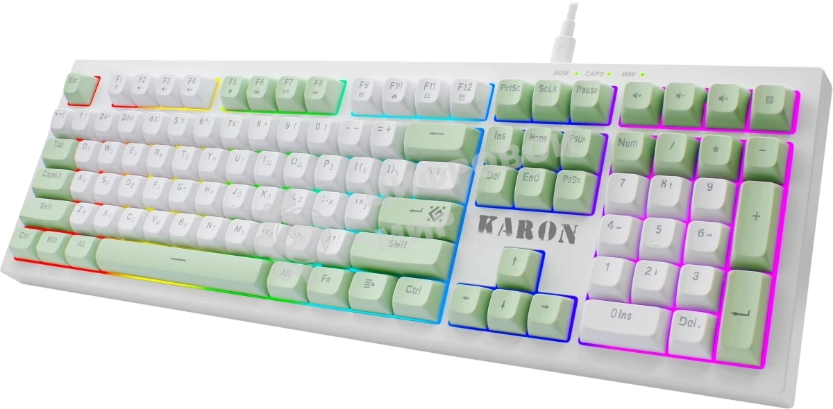 Клавиатура Defender Karon GK-129 проводная, USB Type-A, белый/зеленый