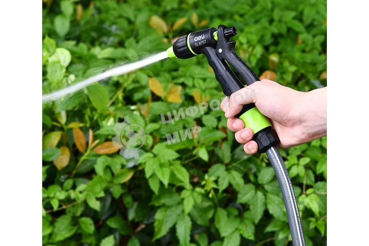 Пистолет-распылитель поливочный Deli DL8757 3 режима распыления, диаметр шланга 3/4