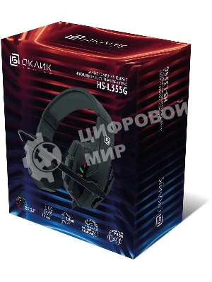 Гарнитура Oklick HS-L355G чёрный, проводная, 3.5 мм, подсветка