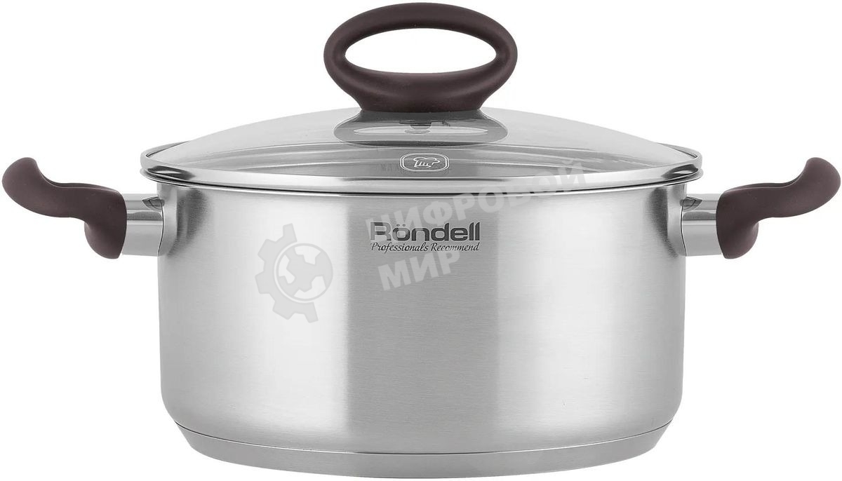 Кастрюля Rondell Tierno RDS-1593, 4.8л, 24см, с крышкой, стальной