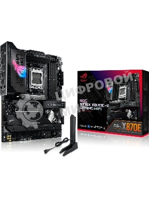 Материнская плата ASUS ROG STRIX X870E-E GAMING WIFI, AM5, AMD X870E, 4xDDR5, 4xSATA, 5xM.2, 1xPCI-E 5.0 x16, 1xPCI-E 4.0 x4, 1xHDMI, 1xUSB-C 3.2 Gen 2, 1xUSB-C 3.2 Gen 2x2, 2xUSB-C 4.0, 1x 5Gb LAN, 9xUSB-A 3.2 Gen 2, 2x3.5 мм, TOSLINK, 1xWi-Fi 7, ATX