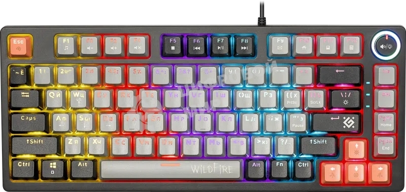 Клавиатура проводная механическая Defender Wildfire GK-213 RU,сер/чер,82кн,TNT розов,1.5м 1