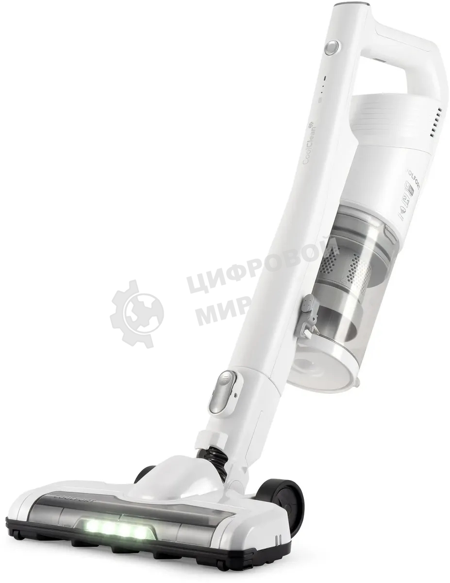 Пылесос вертикальный Coolfort CF-3004 белый, питание от аккумулятора, 150 Вт, уборка сухая/влажная, пылесборник 0,5 л, работа от АКБ max 30 мин.