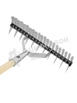 Грабли Palisad BASE двусторонние аэраторные, стальные, зубъя 11/21шт, 340 мм, деревянный черенок