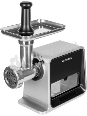 Мясорубка электрическая Hiberg MG 880 B черно-серый, 2000 Вт, 2.0 кг/мин, реверс, защита от перегрузки, насадки - 5