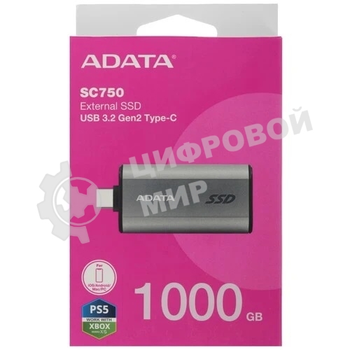 Внешний SSD ADATA SC750, 1TB, USB 3.2 Gen 2 Type-C, R/W 1050/1000, черный