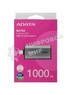 Внешний SSD ADATA SC750, 1TB, USB 3.2 Gen 2 Type-C, R/W 1050/1000, черный