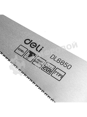 Ножовка по дереву Deli DL6850 500мм Материал: 65Mn. Термообработанная поверхность. Зубья пилы: 7 TPI. Шлифовка зубов с 2-х сторон. Литая ручка из двухкомпонентного противоударного пластика.
