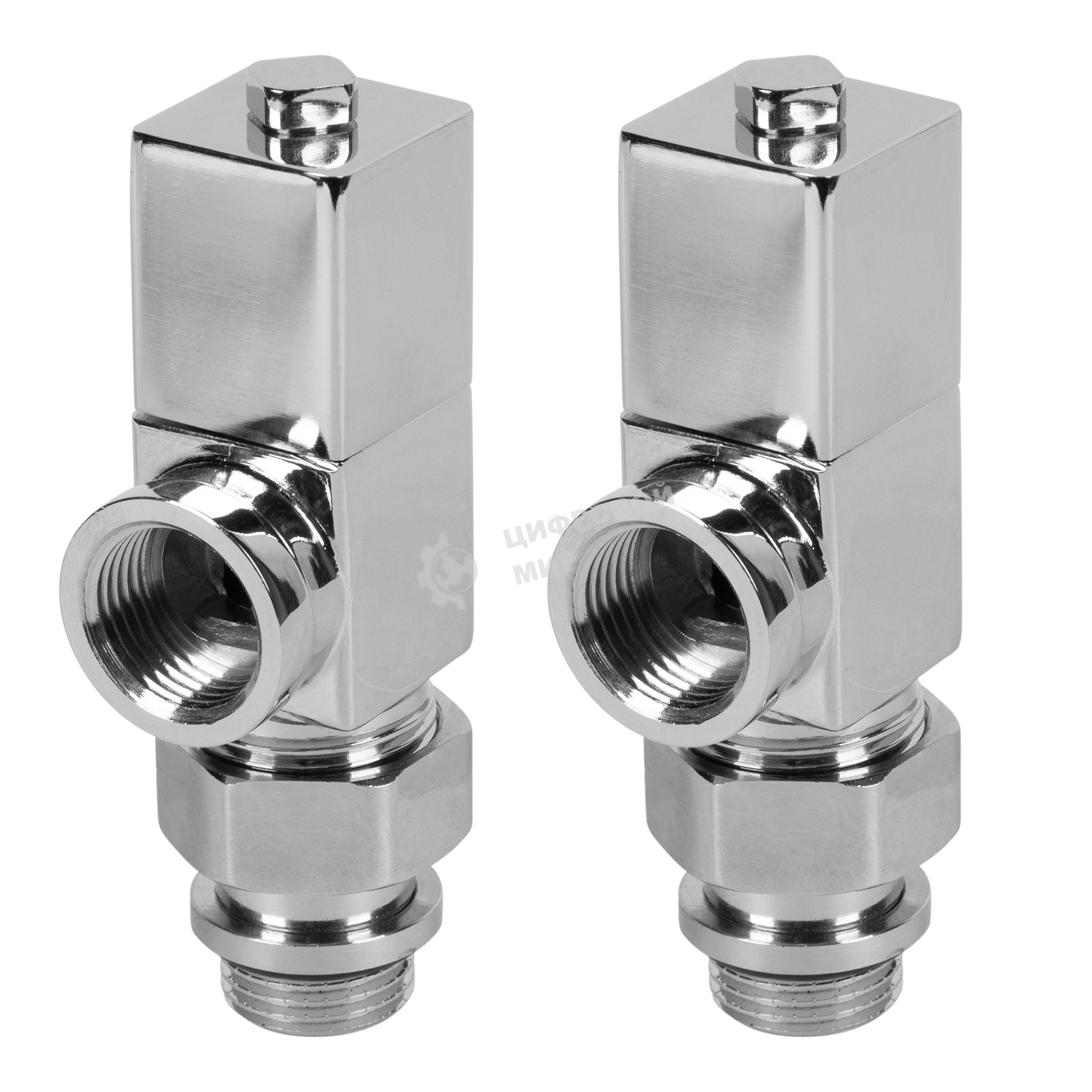 Набор дизайн-вентилей, CUBE, осевой (хром) 1/2