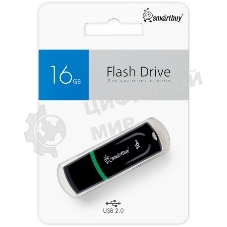Флешка USB Smartbuy Paean Black (SB16GBPN-K), 16Gb, USB 2.0, R/W 15/5, черный/зеленый