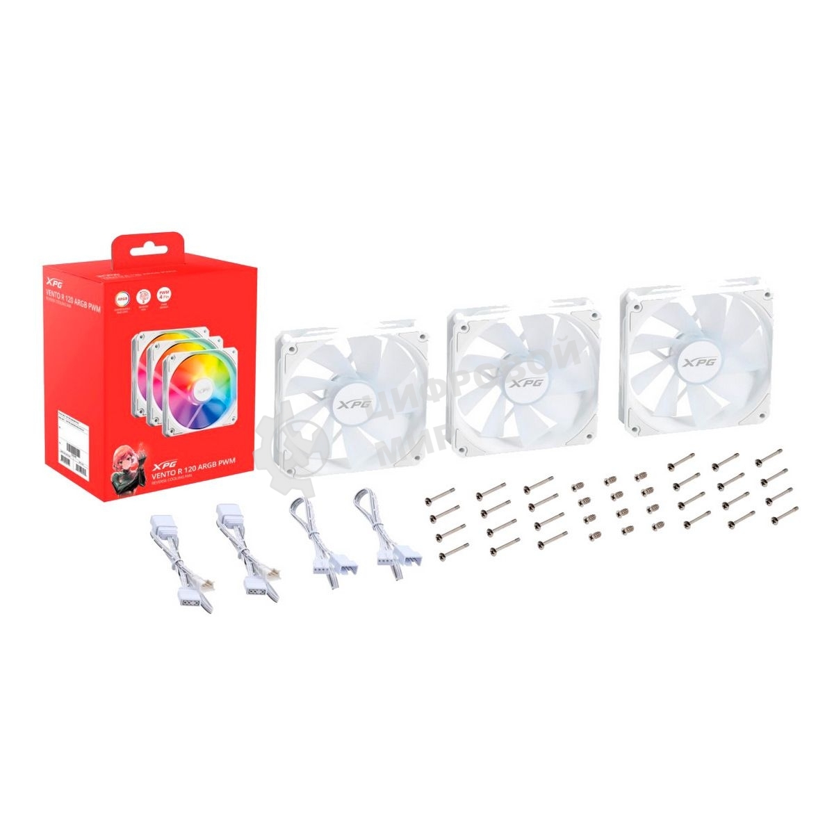 Вентилятор для корпуса ADATA XPG VENTO R 120 ARGb PWM белый, 120 мм, 1600 об/мин, 32 дБ, 4 pin