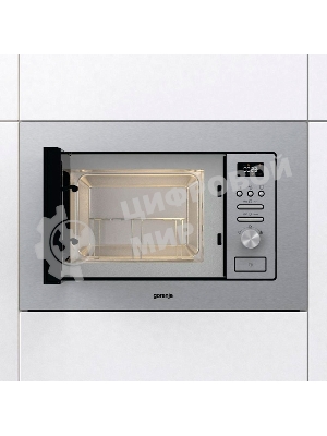 Встраиваемая микроволновая печь Gorenje BM201AG1X нержавеющая сталь, 20 л, 800 Вт, переключатели - поворотный механизм/кнопки