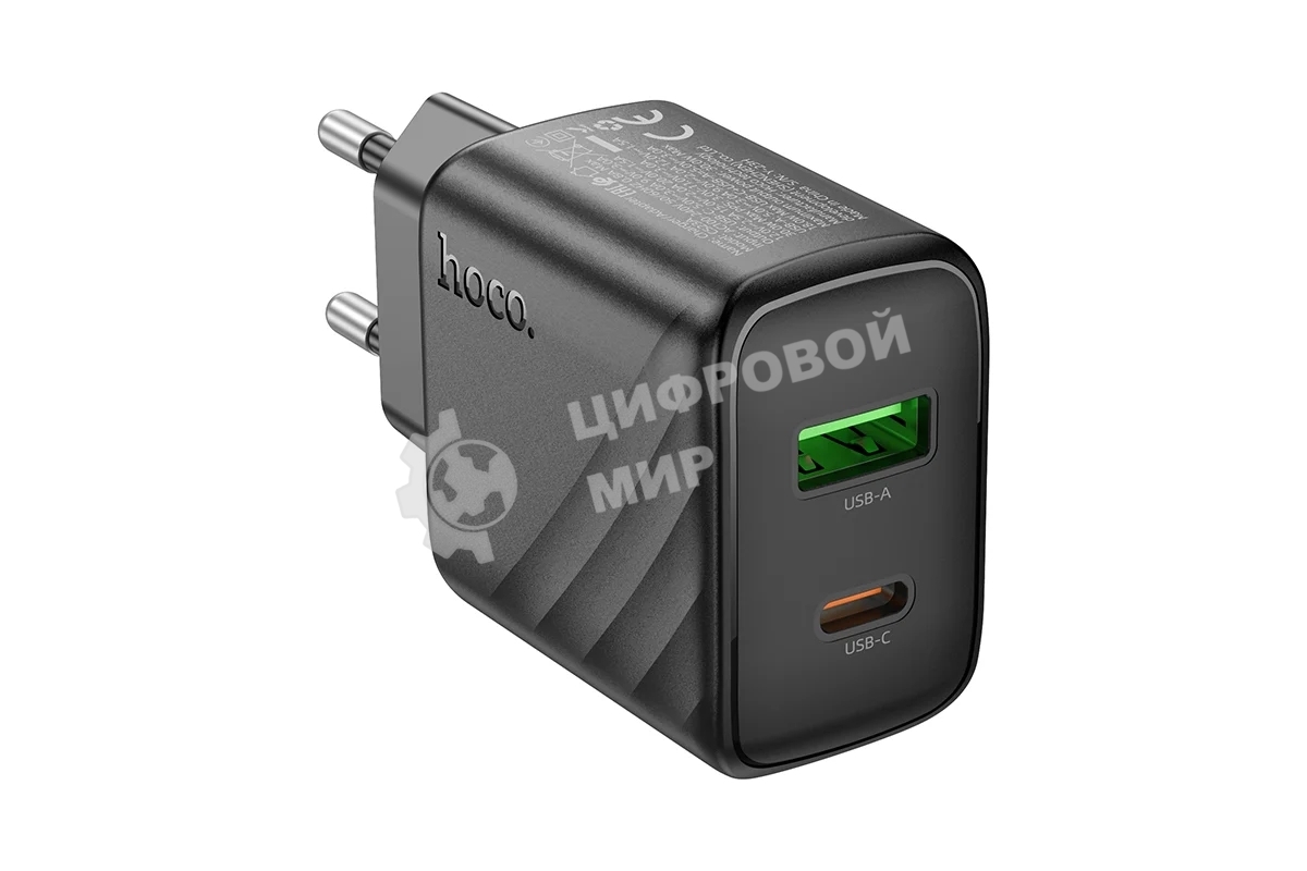 Сетевое зарядное устройство Hoco 30Вт, 3А, QC3.0/PD, 1хUSB, 1хType-C, CS23A, черный, коробка