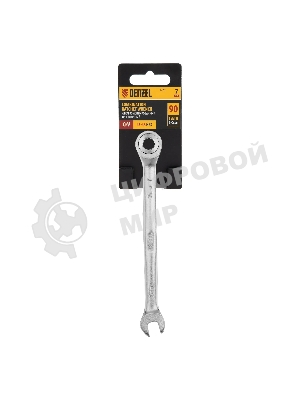 Ключ комбинированный трещоточный Denzel 7 мм, CrV, матовый хром