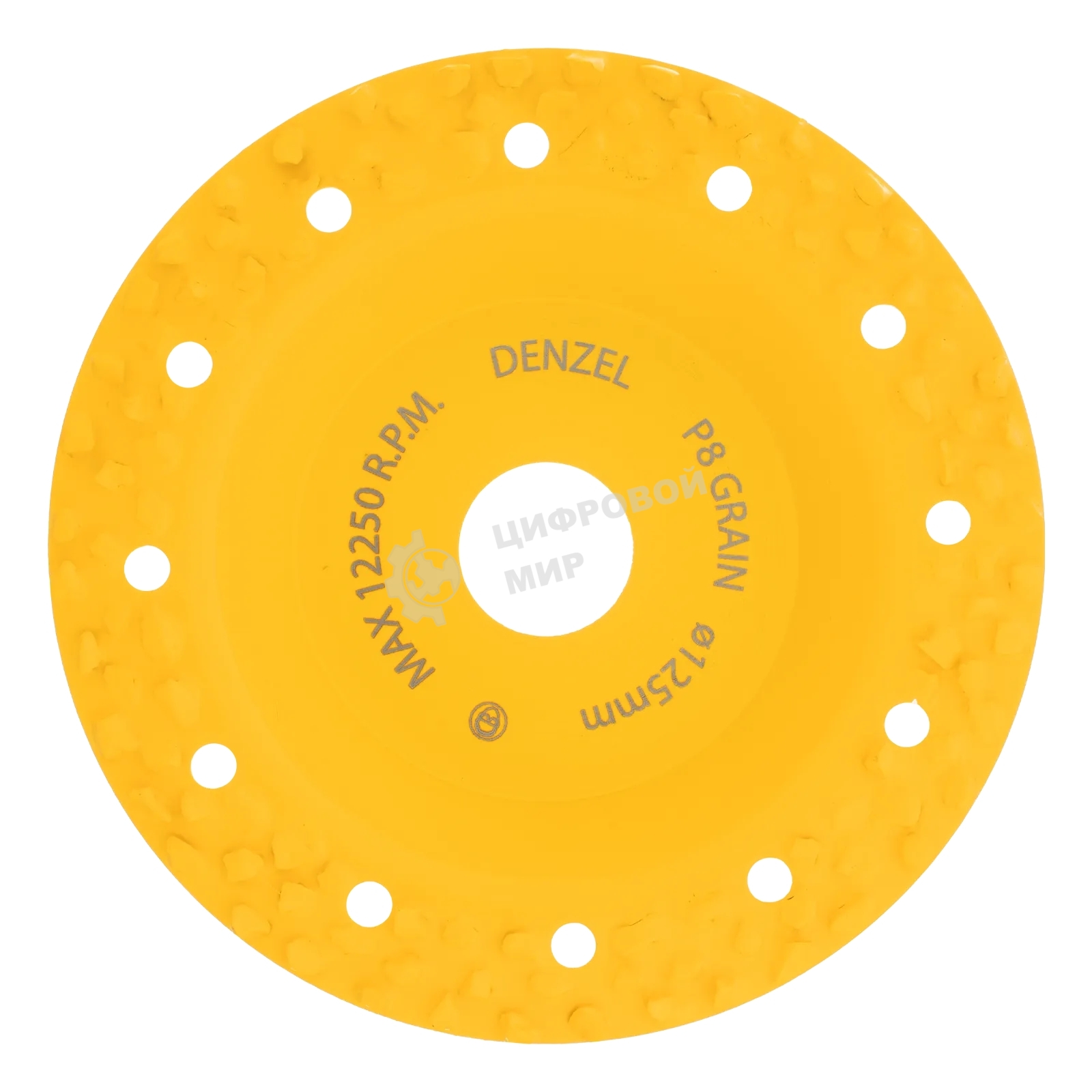 Чашка твердосплавная зачистная Denzel 125 мм, плоская, крупное зерно #8