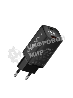 Сетевое зарядное устройство Maxvi A402PD LED 33W, 1xUSB-A, 1xUSB-C, черный