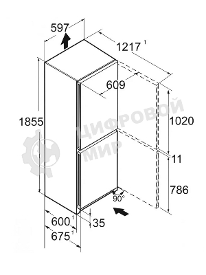 Холодильник Liebherr CBNC 5223-22 001 белый двухкамерный 216/94л морозилка снизу, No Frost