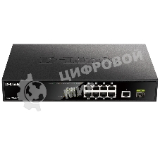 Коммутатор D-Link DGS-1010MP/A1A, 9×1 Гбит/с + 1×1 Гбит/с SFP, неуправляемый