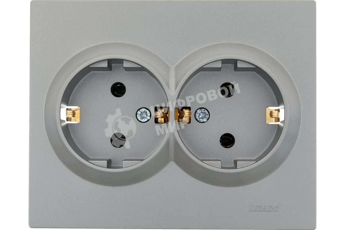 Розетка 2-м СП VESNA с заземл. ПБТ платина LEZARD 742-3500-127B