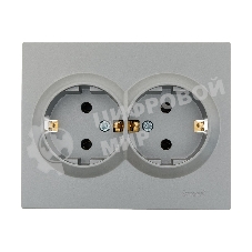 Розетка 2-м СП VESNA с заземл. ПБТ платина LEZARD 742-3500-127B
