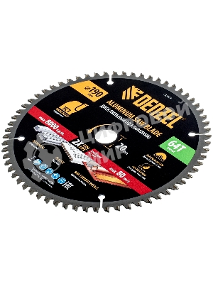 Пильный диск по алюминию Denzel ф190 х 20 мм, 64 зубьев