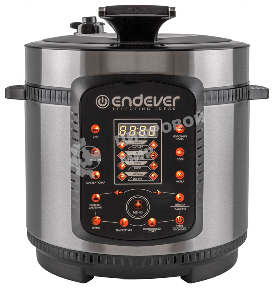 Мультиварка-скороварка Endever Vita-99, черный/стальной, мощность 1000 Вт, емкость 5л, 14 авторежимов работы, книга рецептов, 2 шт/уп.