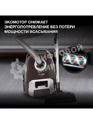 Пылесос Hyundai HYV-B4055 темно-коричневый, 380/2000 Вт, уборка сухая, пылесборник мешок 2.5 л
