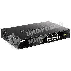 Коммутатор D-Link DGS-1010MP/A1A, 9×1 Гбит/с + 1×1 Гбит/с SFP, неуправляемый