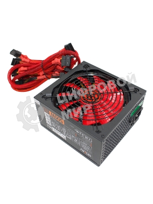 Блок питания Ginzzu PC500 (Red), 500Вт 80 PLUS, 140мм, черный