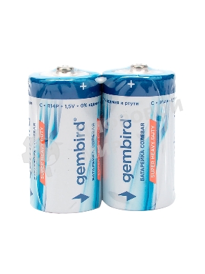 Батарейки солевые Gembird Gb-R14P-2F, тип С(R14P), 2шт, пленка