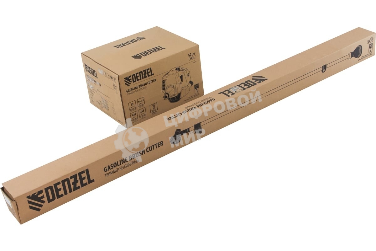 Триммер бензиновый Denzel DR-52, 52 см3, неразъемная штанга, состоит из 2 частей